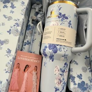 LoveShackFancy Blue Floral and White Stanley Tumbler